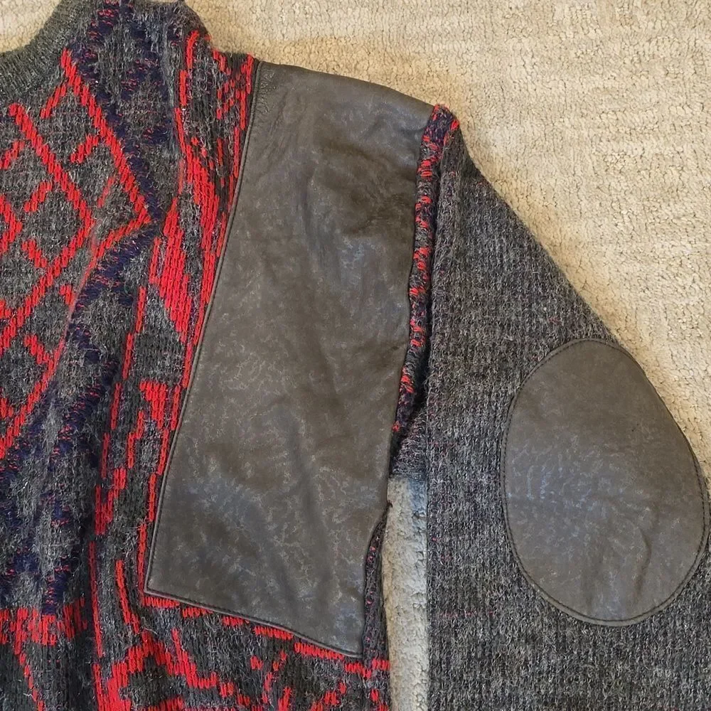 Mark Elliot | Vintage Knit Sweater with Red and Gray Patterns